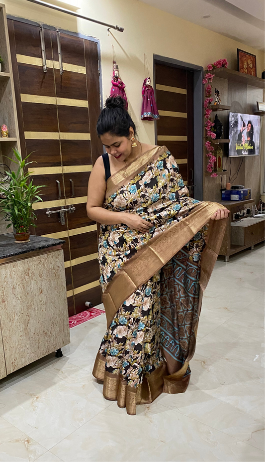 Bapta Silk Digital Floral Print Saree