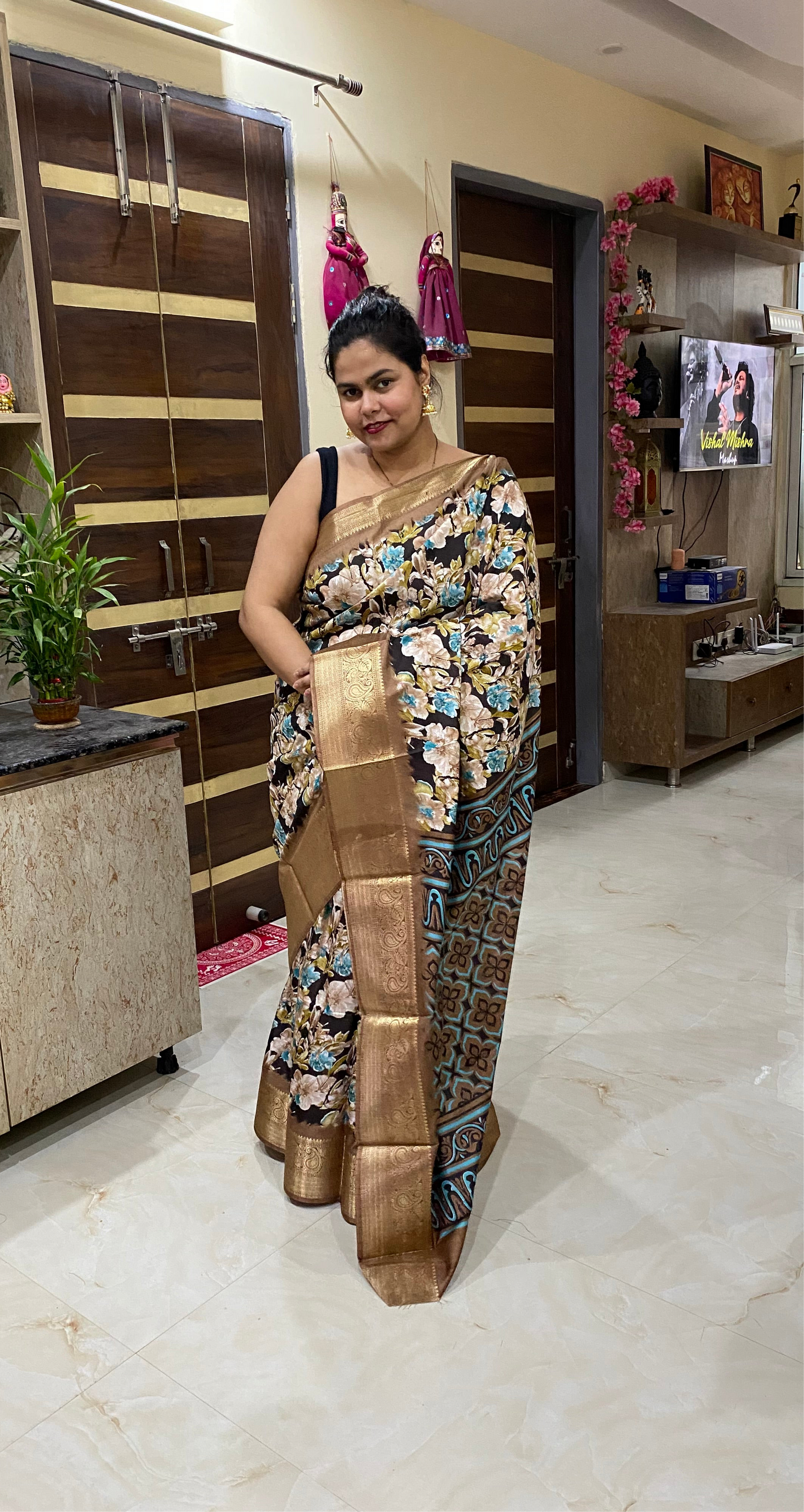 Bapta Silk Digital Floral Print Saree