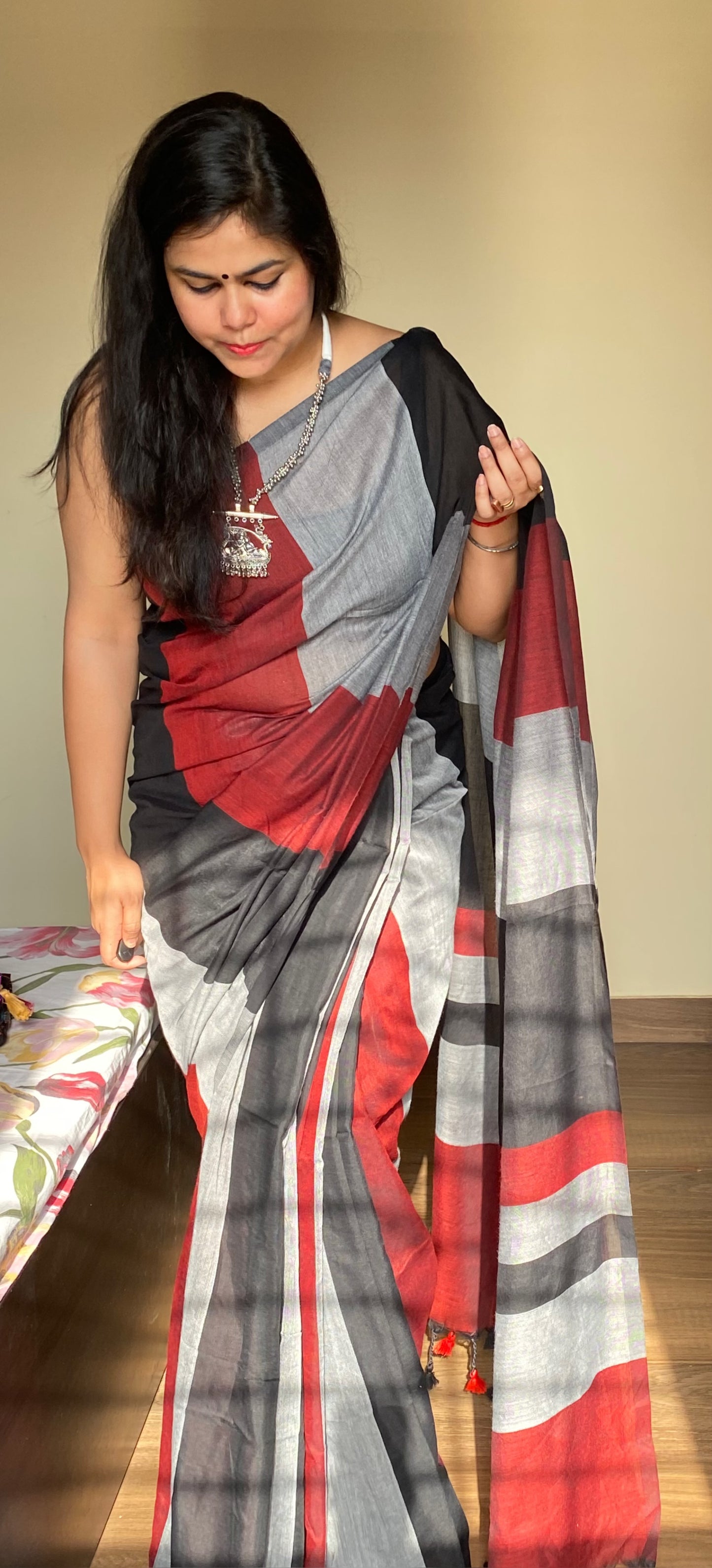 Rangeeli: Colour-bar Khadi Saree