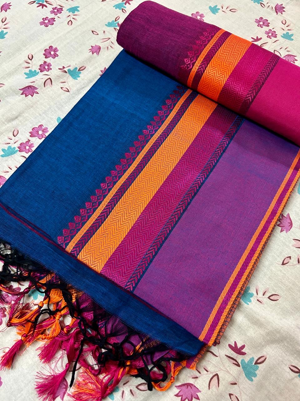 Bengal Handloom Cotton Saree - Blue
