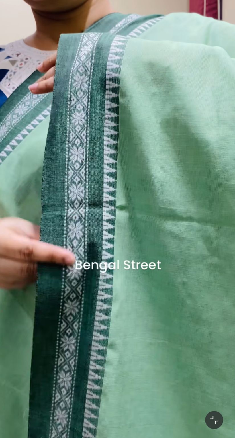 Dhaniakhali/Dhonekhali Cotton Saree – Pista Green