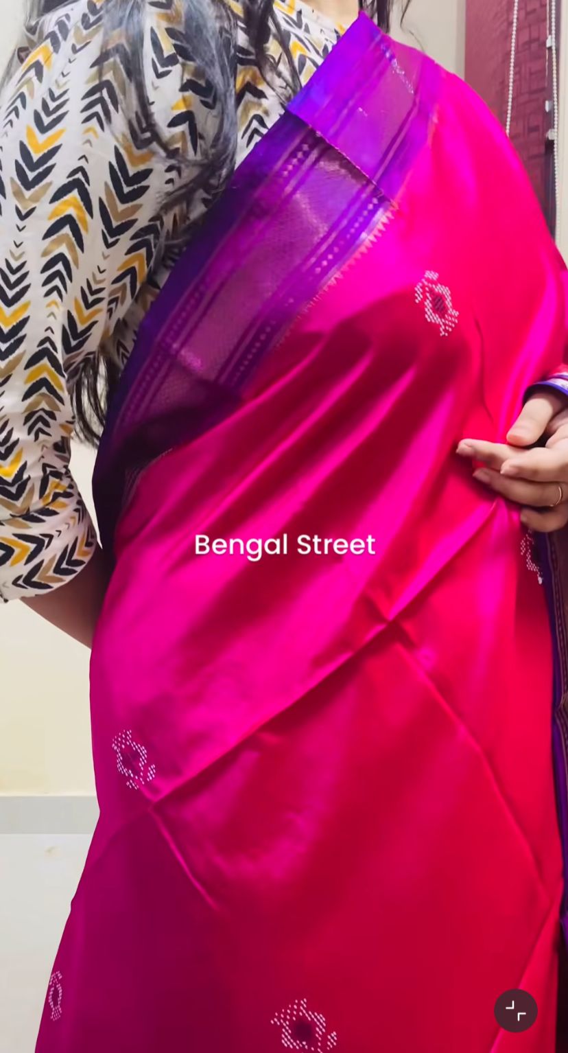 Pure Katan Silk Kalakhetra Saree - Green & Magenta