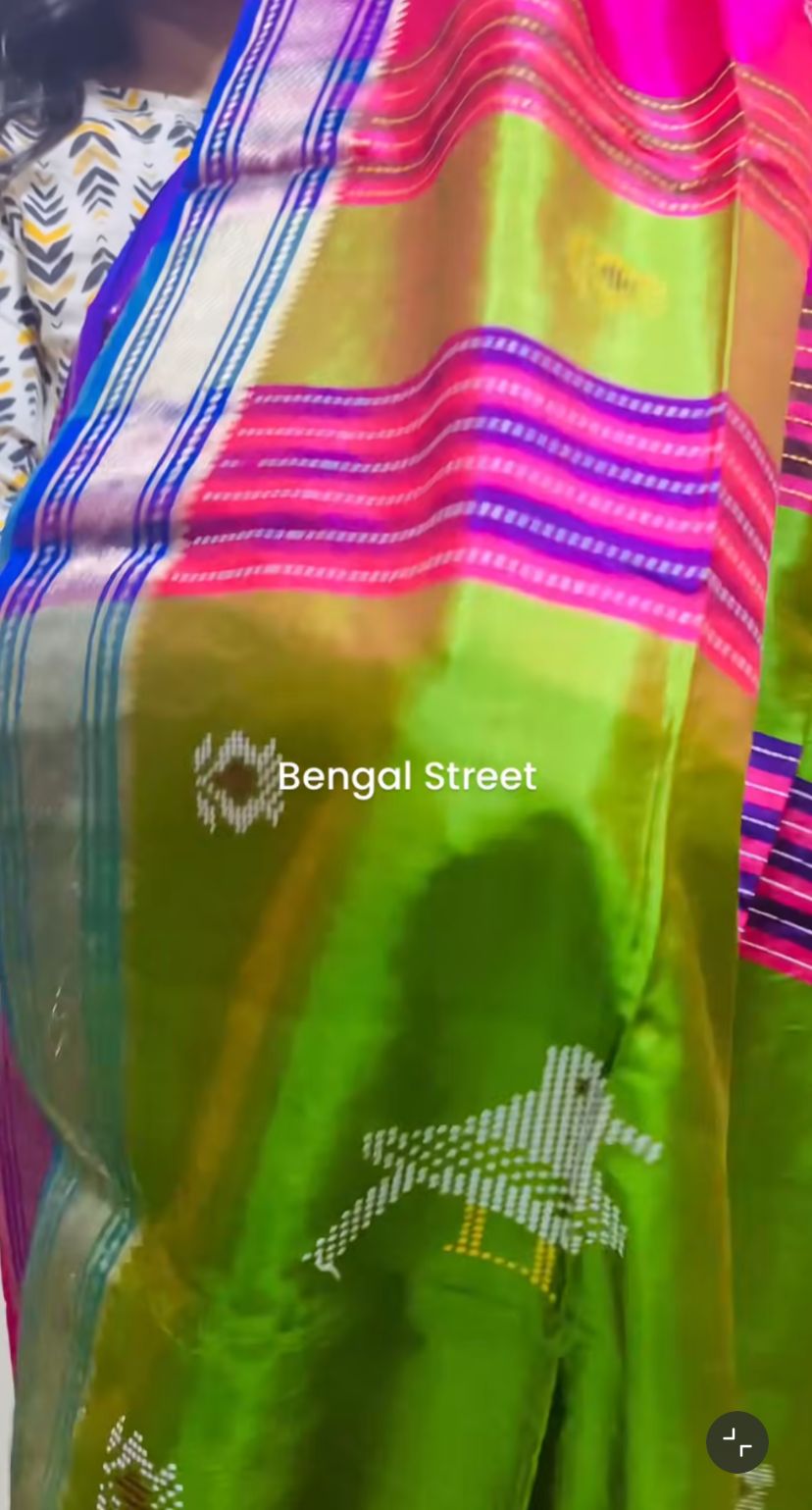 Pure Katan Silk Kalakhetra Saree - Green & Magenta