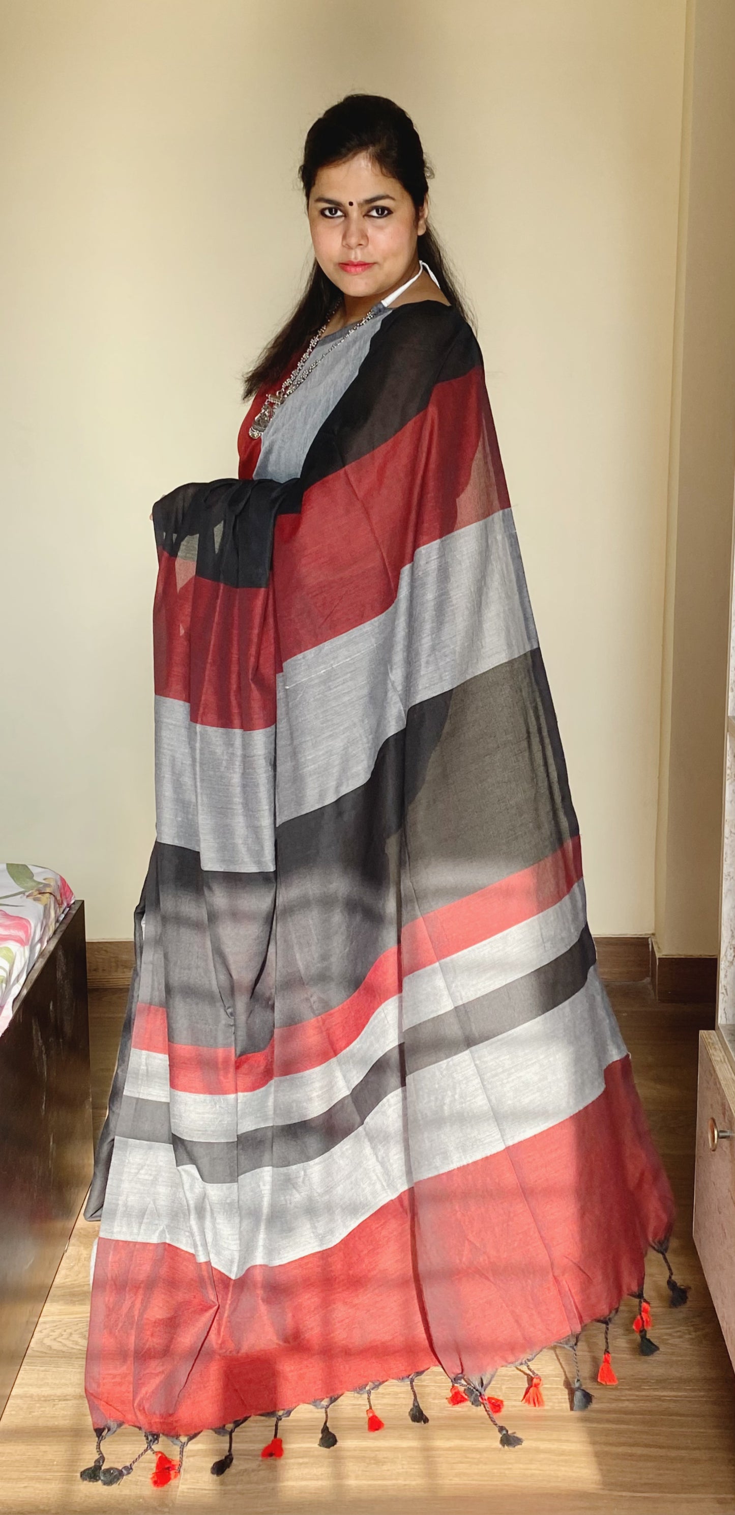 Rangeeli: Colour-bar Khadi Saree