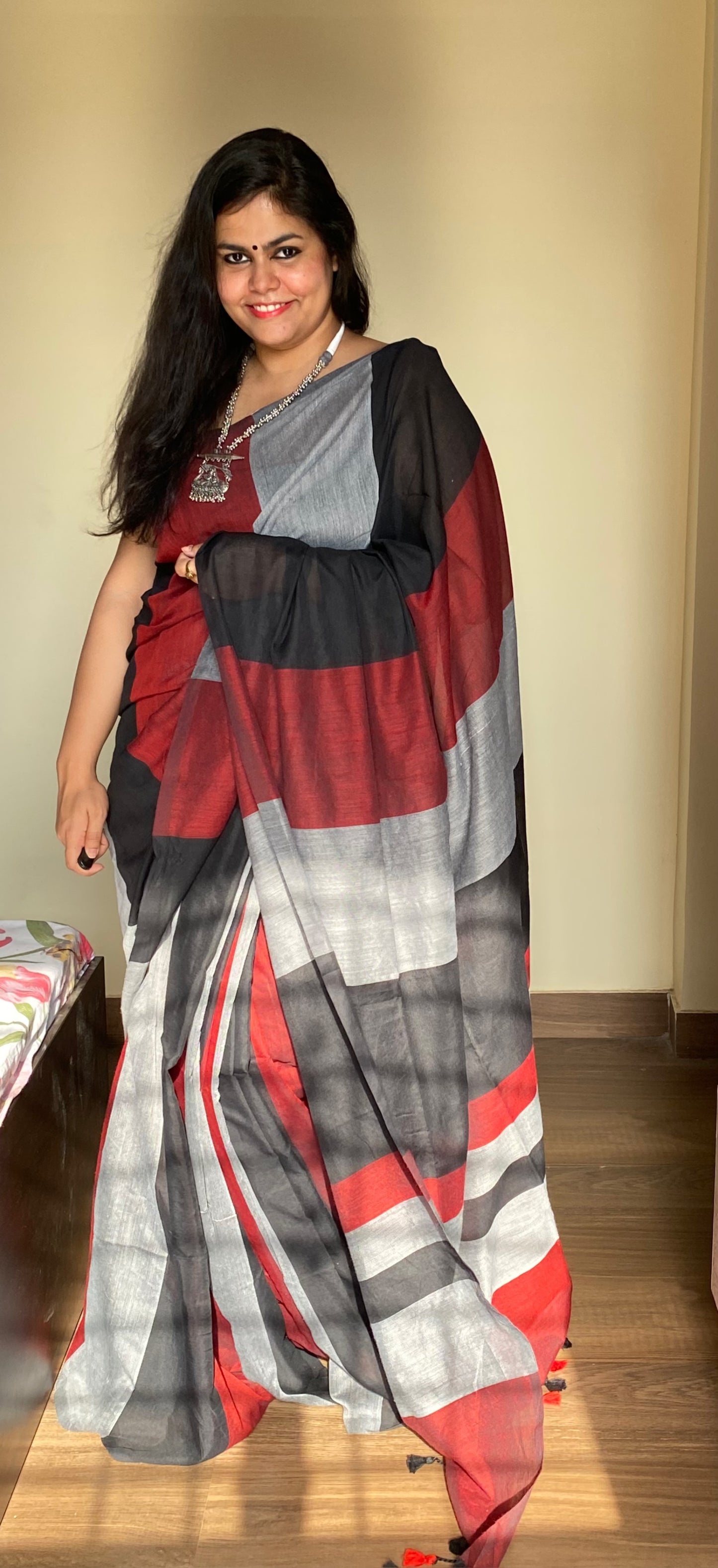 Rangeeli: Colour-bar Khadi Saree