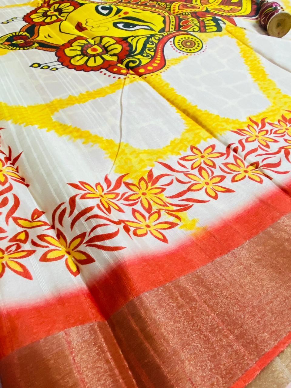 Bapta Silk Saree - Durga Maa Print