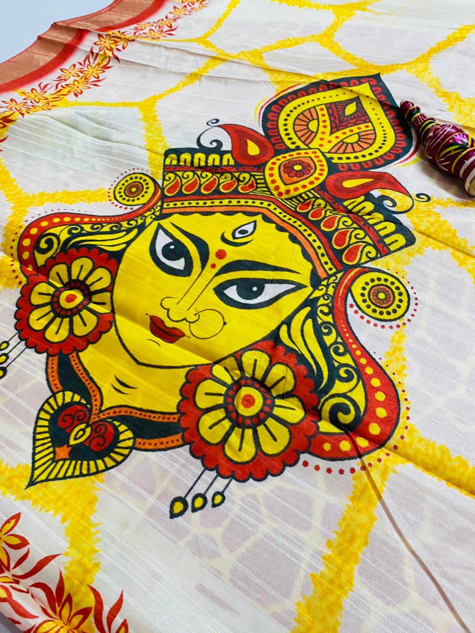 Bapta Silk Saree - Durga Maa Print