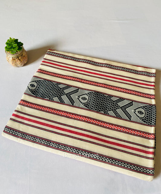 Dhaniakhali/Dhonekhali Cotton Saree β Fish Motif