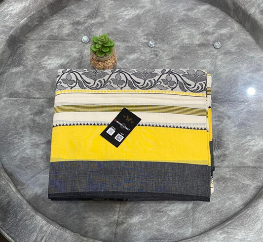 Dhaniakhali/Dhonekhali Cotton Saree β Flower Motif