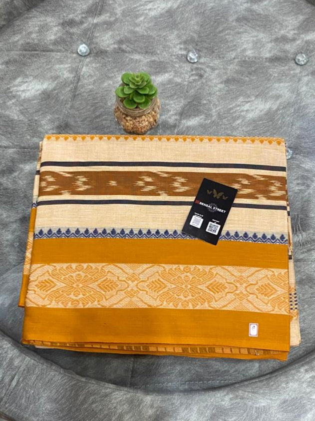 Dhaniakhali/Dhonekhali Cotton Saree - Pale Yellow