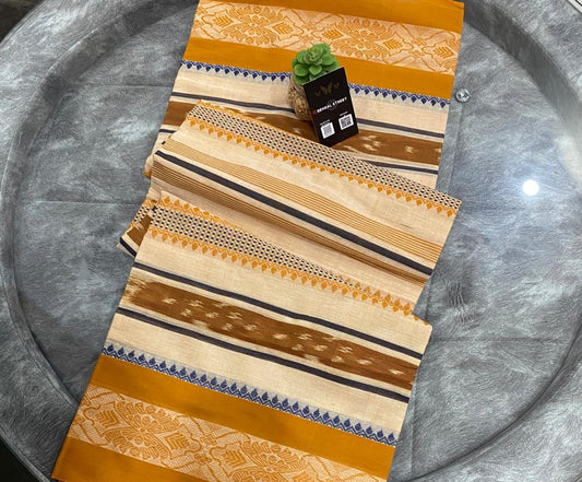 Dhaniakhali/Dhonekhali Cotton Saree - Pale Yellow
