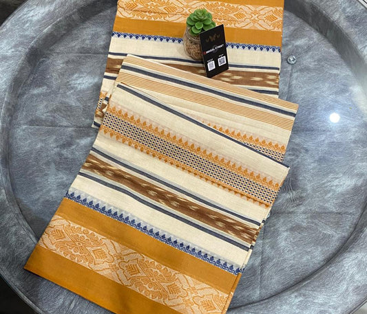 Dhaniakhali/Dhonekhali Cotton Saree - Yellowish White