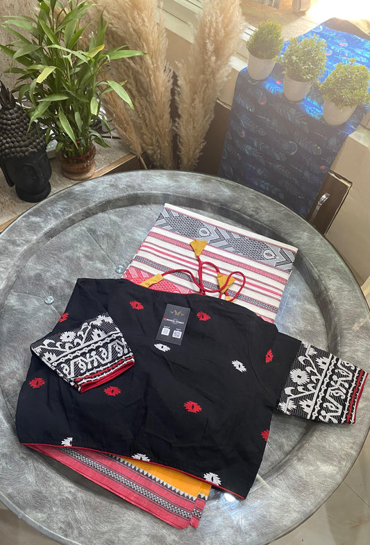 Bana lata: Dhonekhali Cotton Saree + Jamdani Blouse