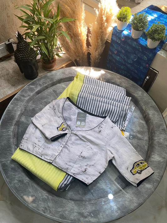 Chhobi: Mul Cotton Saree + Designer Batik Blouse