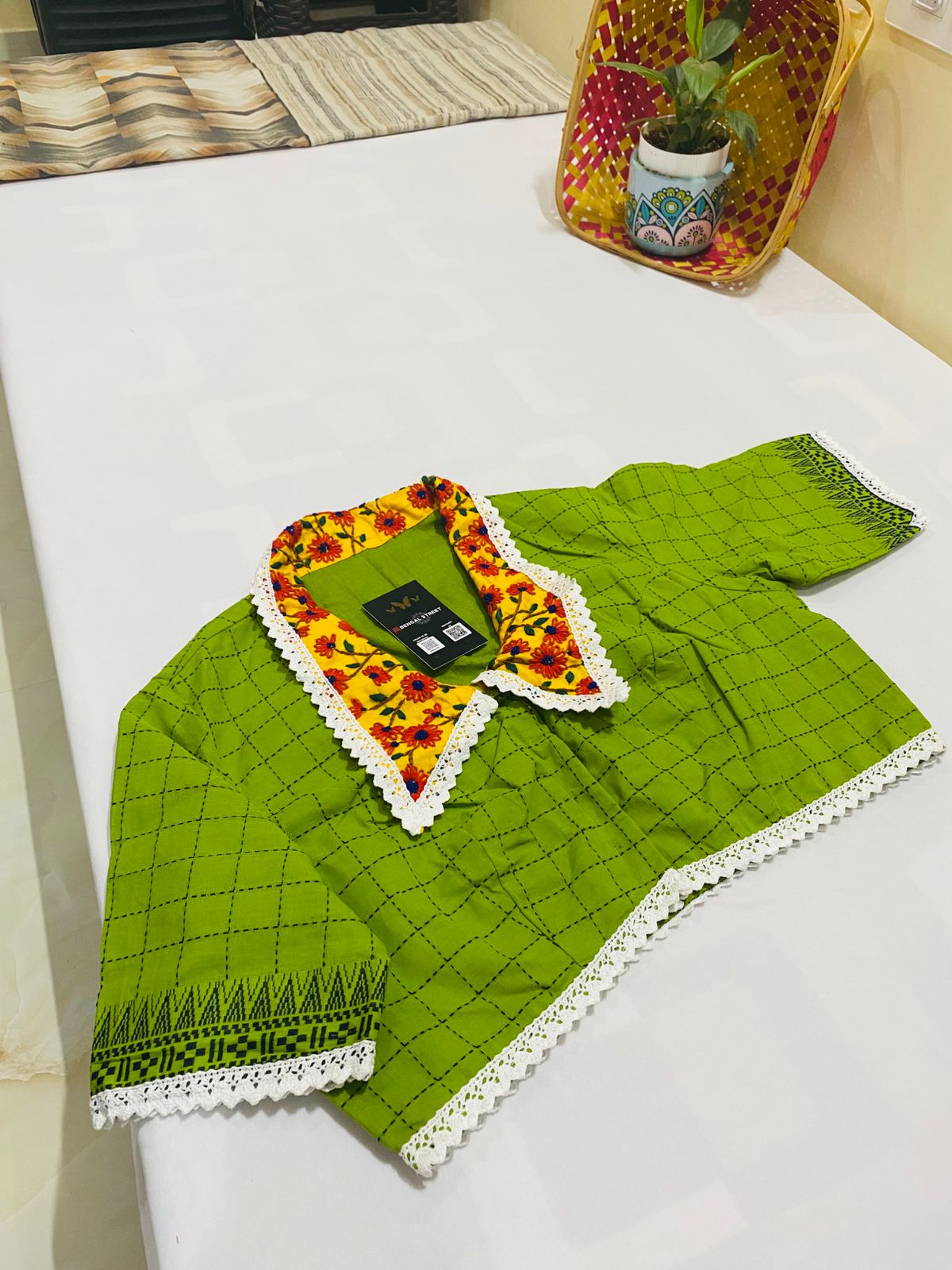 Mrinalini: Mul Cotton Saree+ Designer Blouse