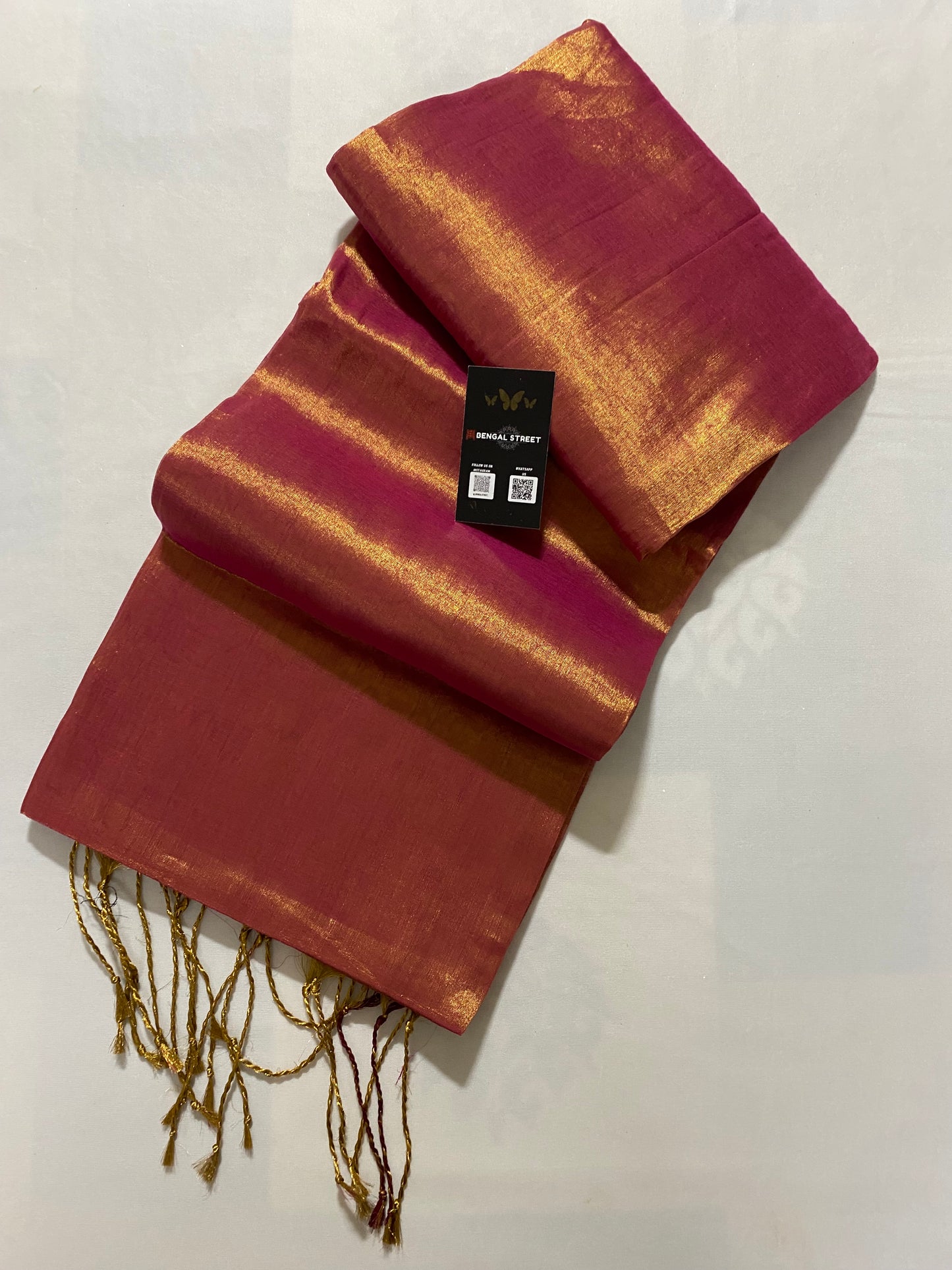 Raga Tissue Saree (Metallic Red)
