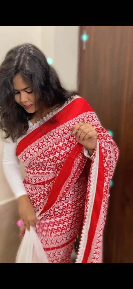 Hakooba Saree: Red