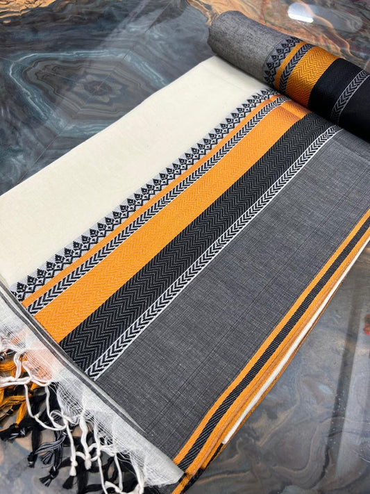 Bengal Handloom Cotton Saree - White 2