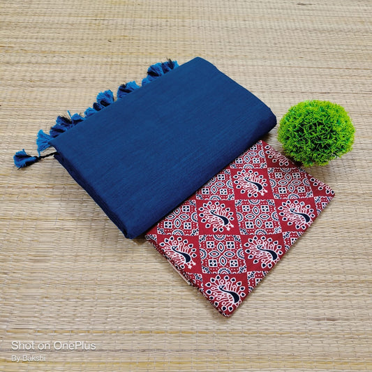 Khadi Cotton saree with Kalamkari Blouse
