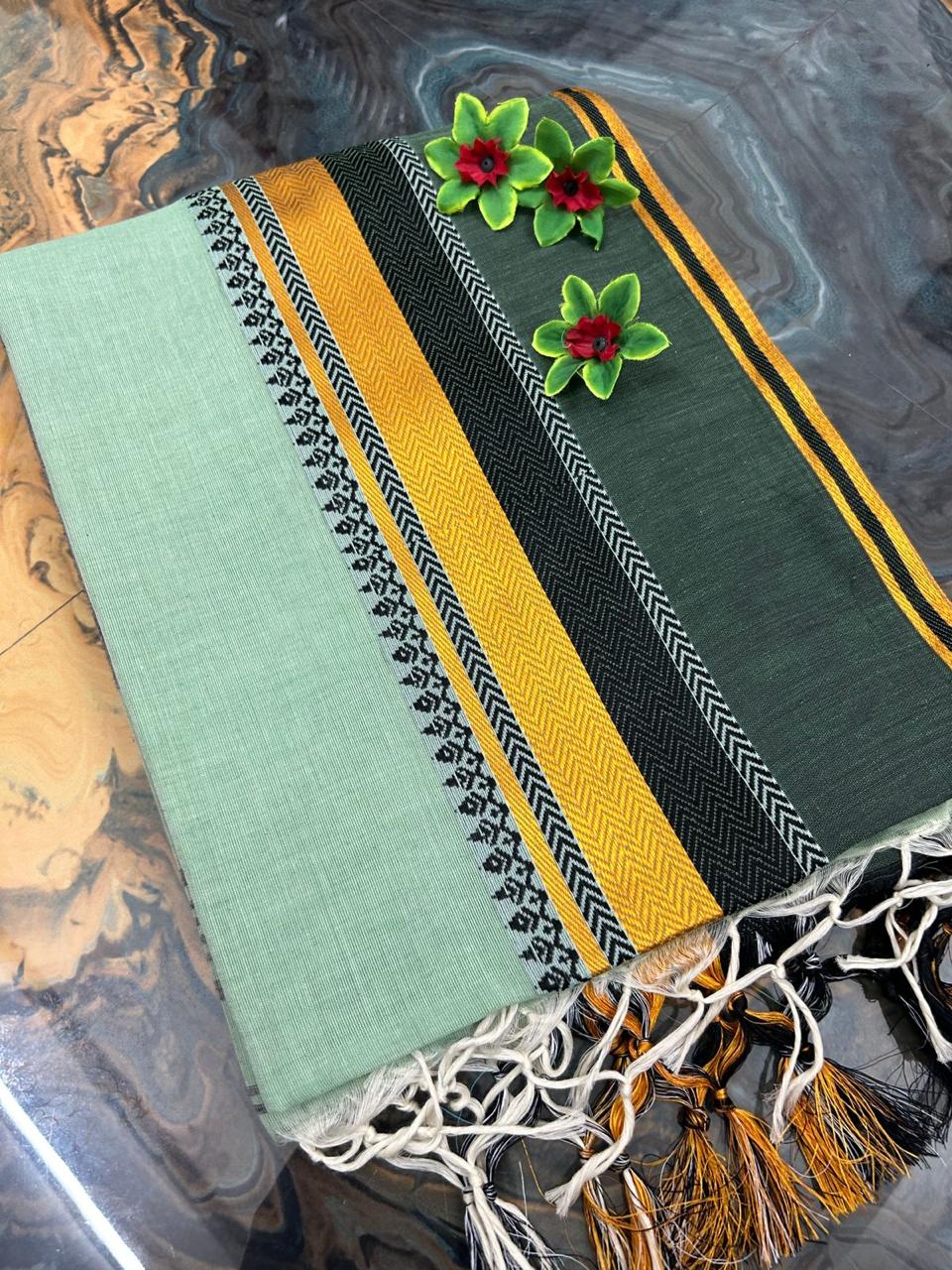 Bengal Handloom Cotton Saree - Pista Green