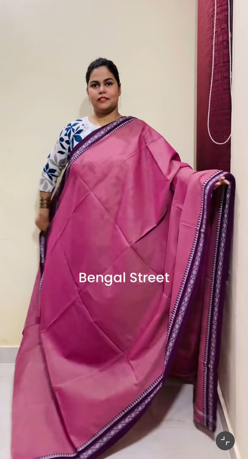 Dhaniakhali/Dhonekhali Cotton Saree – Pink
