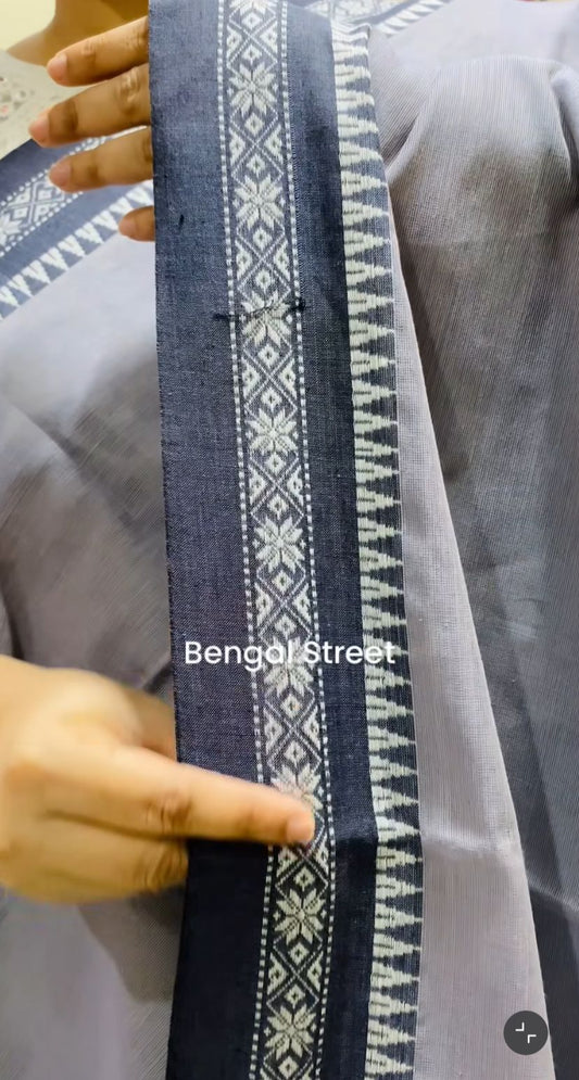 Dhaniakhali/Dhonekhali Cotton Saree – Gray
