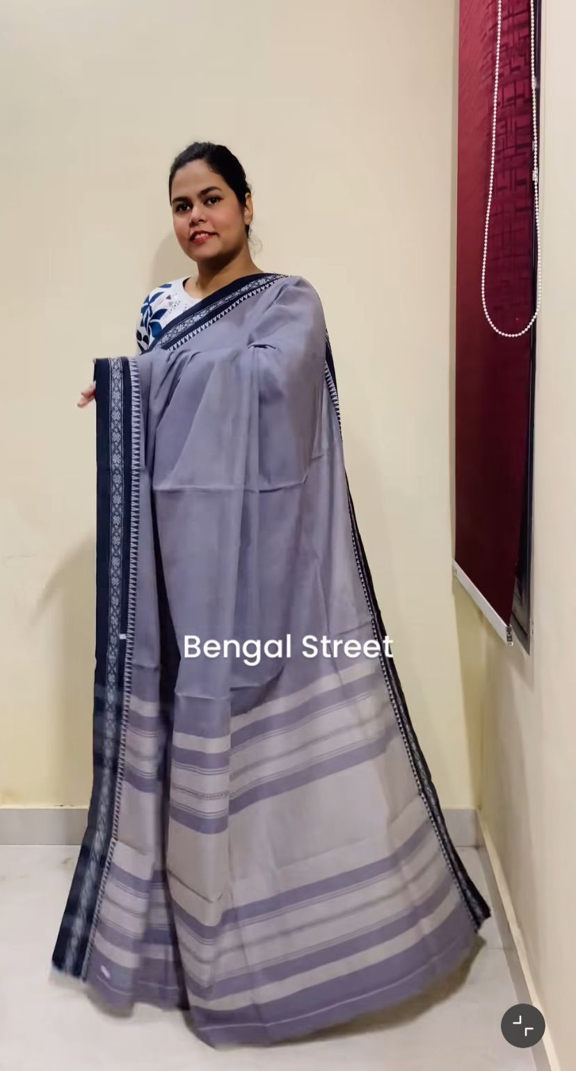 Dhaniakhali/Dhonekhali Cotton Saree – Gray