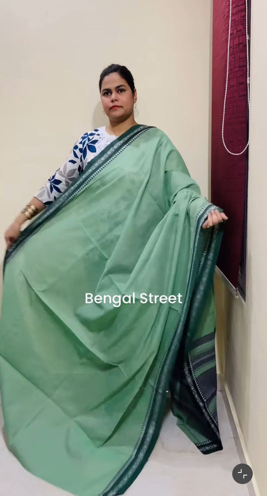 Dhaniakhali/Dhonekhali Cotton Saree – Pista Green