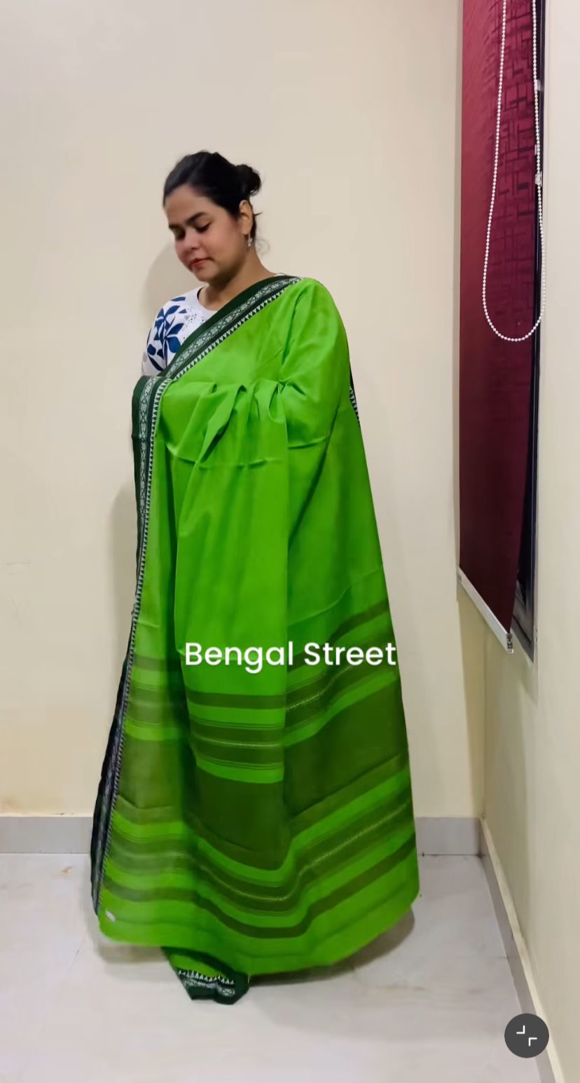 Dhaniakhali/Dhonekhali Cotton Saree – Green