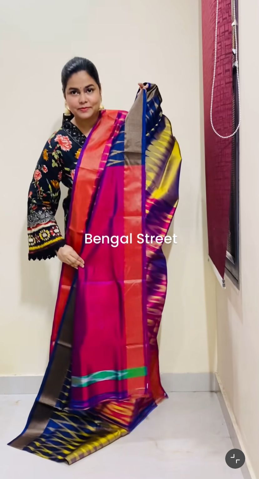 Pure Katan Silk Ganga Jamuna Paar Saree