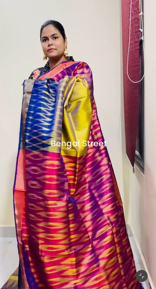 Pure Katan Silk Ganga Jamuna Paar Saree