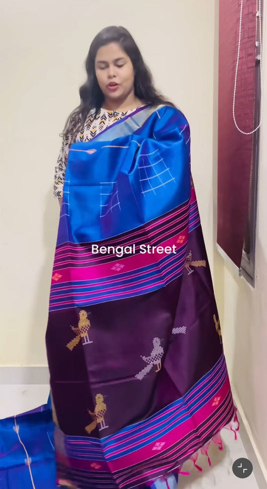 Pure Katan Silk Kalakhetra Saree - Blue