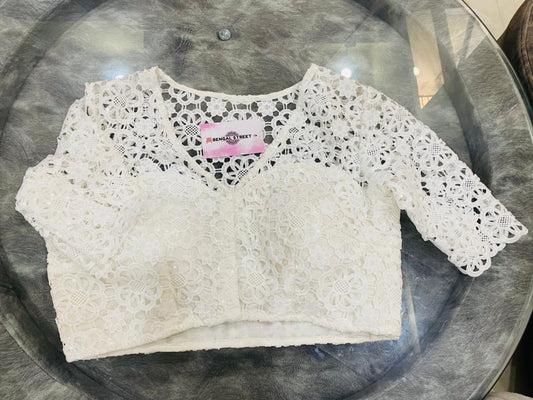 Designer Crochet Blouse - White