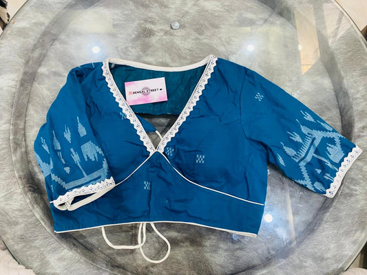 Designer Jamdani Blouse: Blue