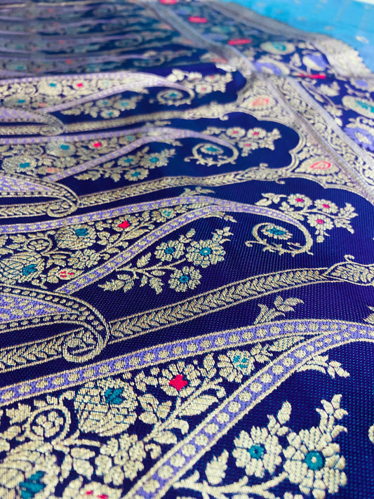 Minakari Katan Silk Saree: Lavendar