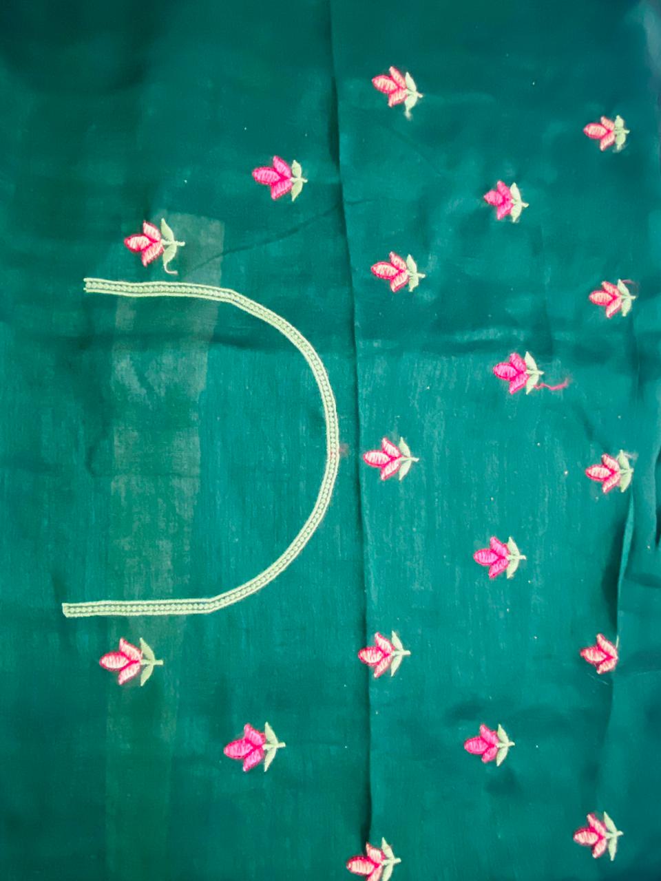 Vichitra Silk Saree: Bottle Green Colour
