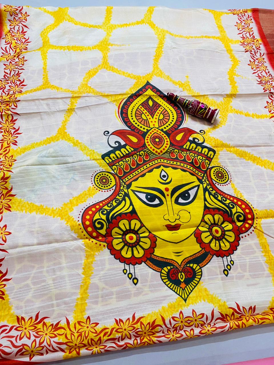 Bapta Silk Saree - Durga Maa Print