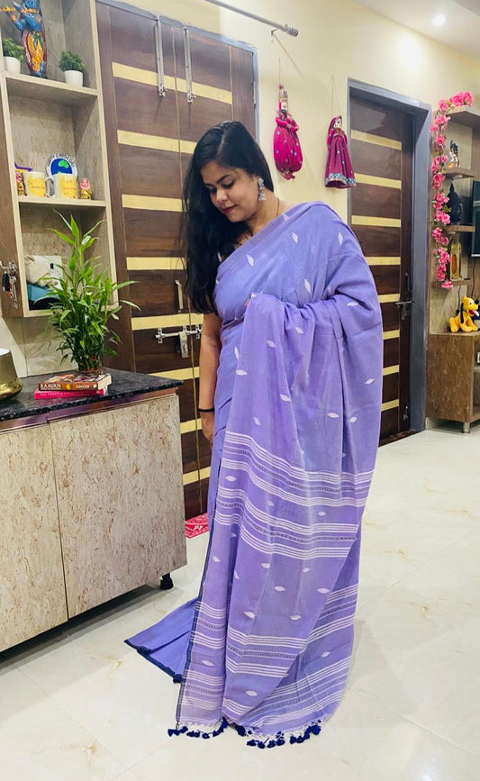 Mul Cotton Jamdani Saree - Mauve