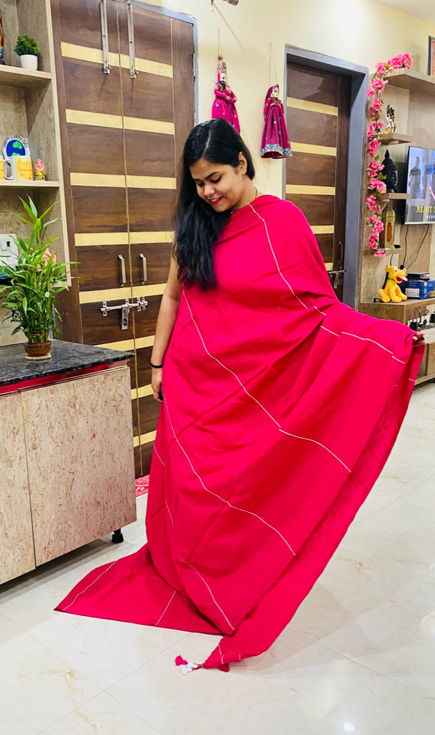 Khes Khadi Saree - Magenta