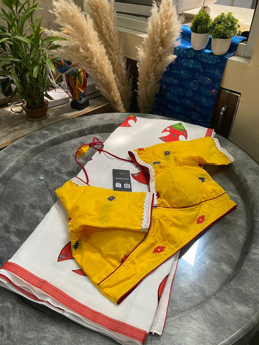 Shonajhuri: Resham Kota Applique Work Saree + Jamdani Blouse